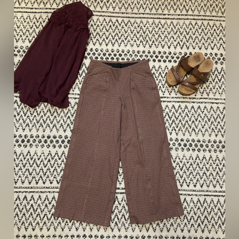 Old Navy Brown Houndstooth Wide Leg Pants